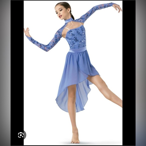 Weissman Rise Up Sequin and Mesh Dress with Shrug Lyrical Dance Costume - Picture 6 of 6